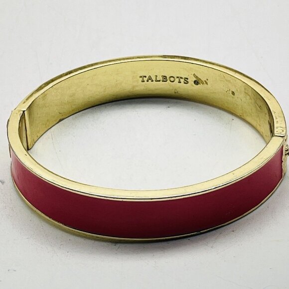 TALBOTS Coral Pink Enamel Clamper Bracelet Gold Tone Classic Career Cosplay LARP - Picture 2 of 8